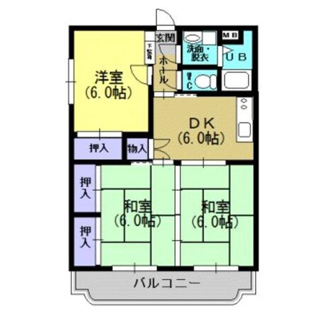 サングリーン永重Ａ棟の物件間取画像